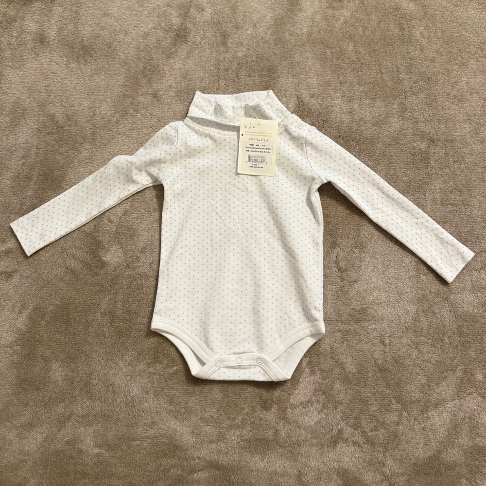 Beaufort Bonnet Company Tatum Turtleneck Bodysuit Blue Microdot 6-12M
